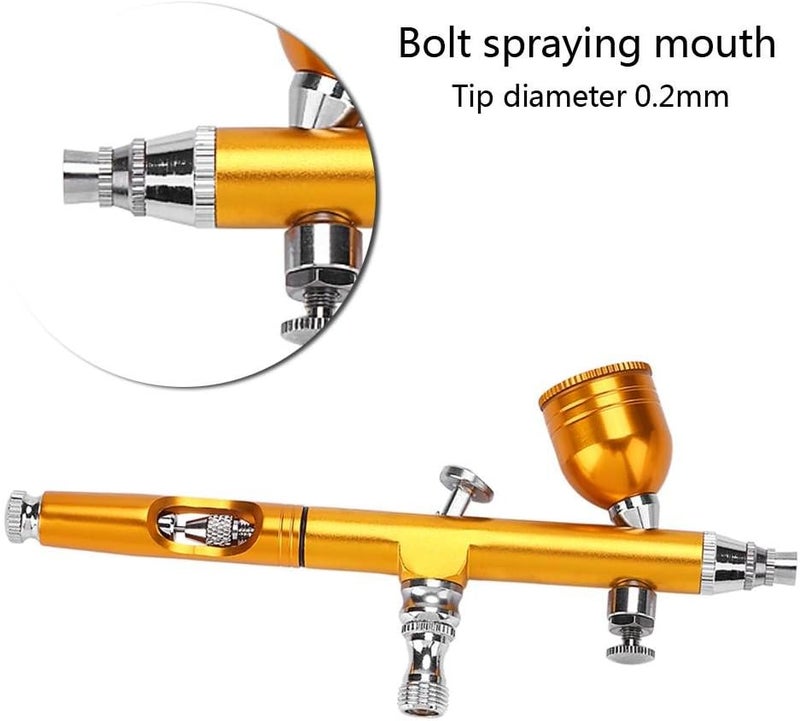 woobles 0.2mm Gravity Feed Airbrush Gun Spray Gun Art Tattoo Paint Nail Cake Decoration Tools(Gold) - Image 3